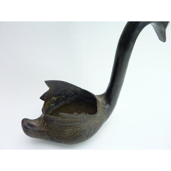 Vintage Metal Swan Planter Statue - Picture 2 of 7